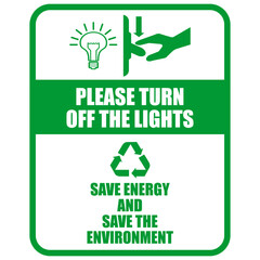 Please turn off the lights, sign vector