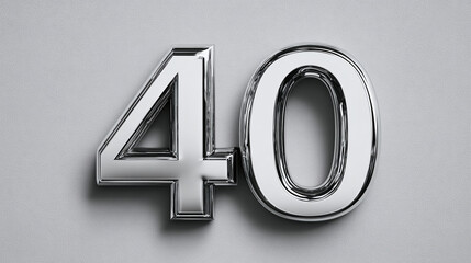 A chrome number forty (40) is isolated against a neutral background, a symbol of milestones and achievements