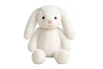 White fluffy bunny plush toy, childhood innocence concept