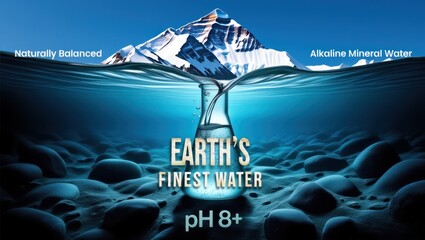 An advertisement for Earth's Finest Water is alkaline mineral water named EARTH'S FINEST WATER