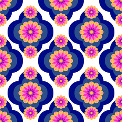 pattern, seamless, quatrefoil, tulip, flower, floral, geometric, moorish, arabesque, minimalist, modern, wallpaper, background, texture, grey, white, pastel, vector, illustration, design, decorative, 