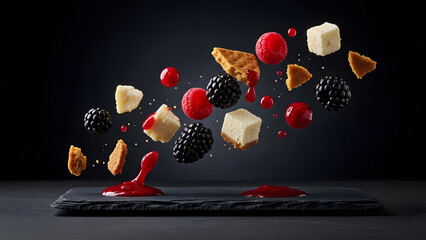 Levitating Molecular Berry Cheesecake