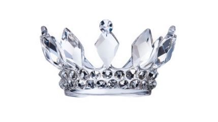 A luxurious crystal crown on a black background, symbolizing royalty and elegance.
