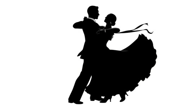 Couple dancing tango together in a dramatic pose, illustrating passion and romance in a classic dance style