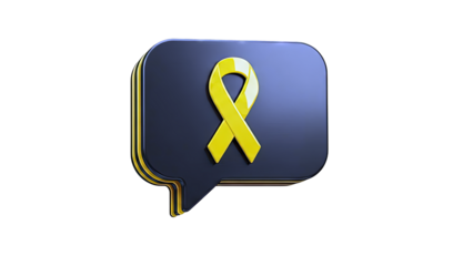 3D Speech Bubble with Yellow Ribbon Symbol