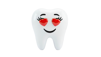 Cartoon Tooth with Heart Eyes Emoji