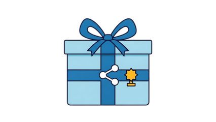 A blue gift box with a bow isolated on transparent background