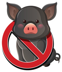 No Pigs Allowed Sign with Cute Cartoon Pig