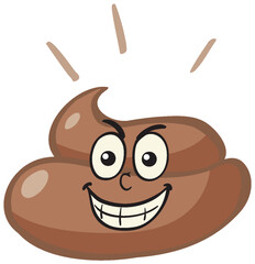 Smiling Cartoon Poop Emoji with Expressive Face