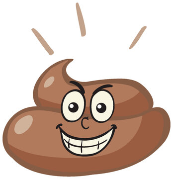 Smiling Cartoon Poop Emoji with Expressive Face