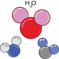 A blue vector illustration set featuring a round chemical structure of a molecule design element as a business banner icon on a blank presentation template wallpaper