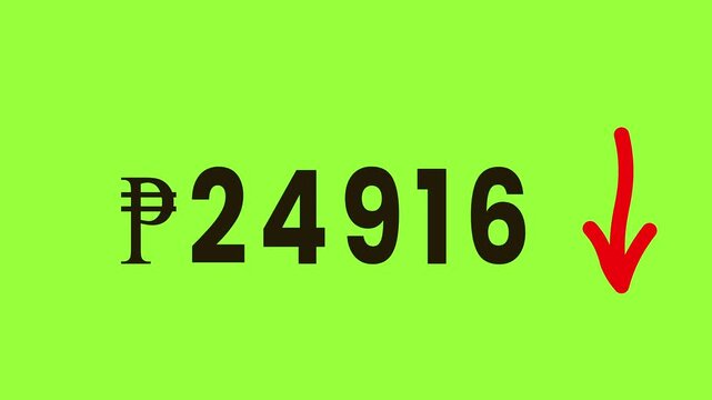 Philippine peso currency falling animation, digital display of financial decline, concept of economic recession, market crisis, monetary loss, and investment risk