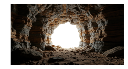 3d cave entrance with rocky tunnel transparent background cutout png