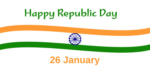 Republic Day Wave Tricolor Bands with Ashoka Chakra and Greeting