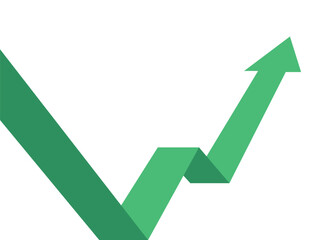 Green Zigzag Business Arrow Rising After Deep Fall Representing Economic Recovery, Profit Growth, and Business Rebound