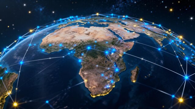 Global network connections on Earth - Powered by Adobe