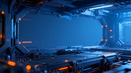 Futuristic space station interior