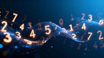 Digital numbers on flowing wave