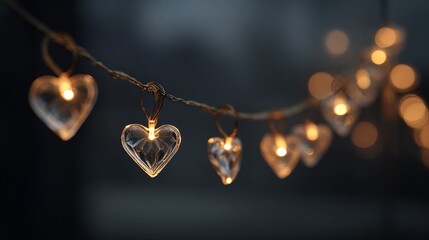 Heart-Shaped Fairy Lights in Warm Romantic Glow valentine day concept.