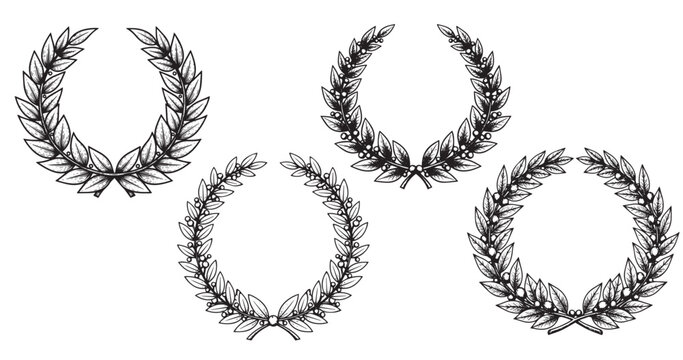 Laurel wreath vintage engraving illustration isolated on white background