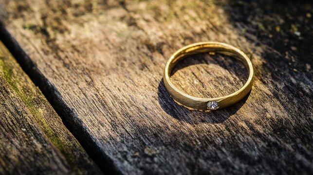 toroidal. A broken wedding ring lies on wood with a visible crack and side lighting. wellbeing guides, coaching materials, designed for coaching and self-improvement content, used by videographers.