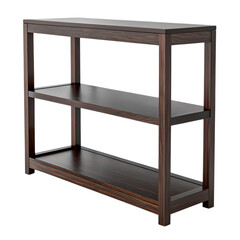 Modern Dark Wood Three-Tier Console Table for Home Decor, Cut-out, Isolated Subject