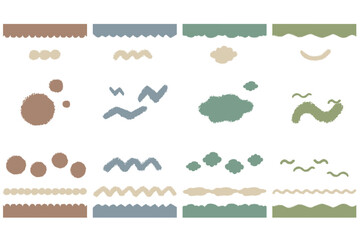 クレヨンタッチ 抽象あしらい ヘッダー・フッターセット ナチュラルカラー
Crayon Style Abstract Header & Footer Set for Kids Website &ndash; Natural Color