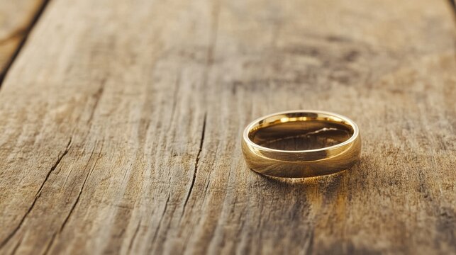 toroidal. A broken wedding ring lies on wood with a visible crack and side lighting. wellbeing guides, coaching materials, designed for coaching and self-improvement content, used by videographers.