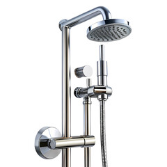 Luxury Bathroom Chrome Shower Set with Mixer Tap, Background Removal, Isolated Subject