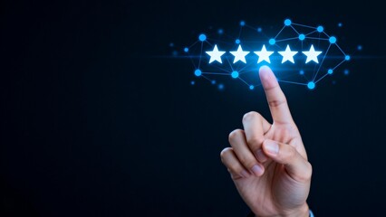 Hand touching five glowing stars