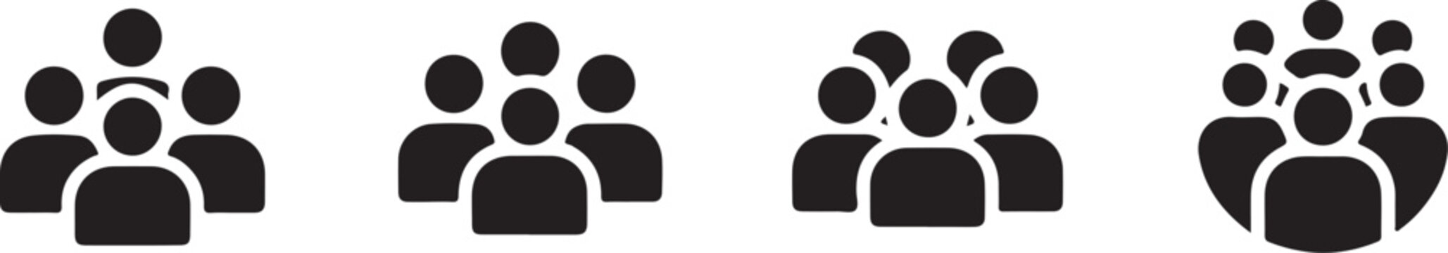 Crowd icon set. Group of people icon vector illustration. Gathering symbol in black design.