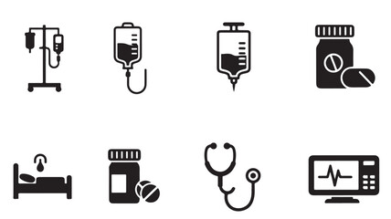 Medical Icons Set with Hospital Symbols and Healthcare Signs