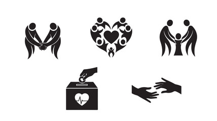 Black Silhouette of People Holding Hands and Voting for Love and Charity