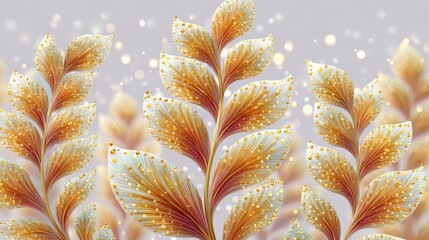 Golden Wheat Stalks Covered in Glitter and Frost With Soft Bokeh Background