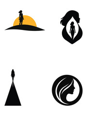 Minimal Women Silhouette Icon Bundle &mdash; Empowerment Journey Path Feminine Profile Vector Design