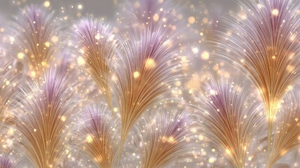 Sparkling Feathery Pampas Grass Stems With Soft Bokeh Lights In A Gentle Winter Scene