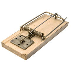 Vintage Style Wooden Rodent Trap on Alpha Channel, transparency