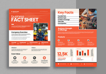 Corporate Two Page Fact Sheet Template Design  Layout