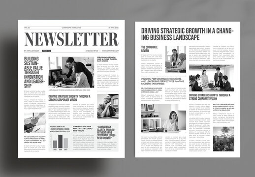 Corporate Newsletter Template Design Layout for Business