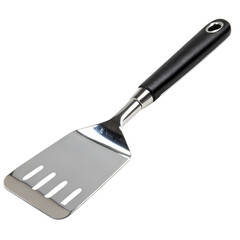 Slotted metal cooking turner with background removal and transparency for design