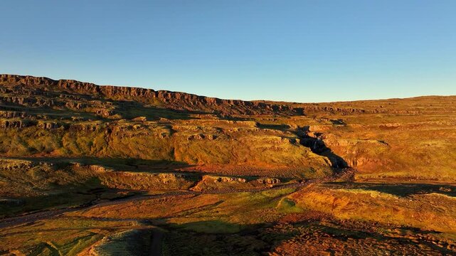 Aerial view of the &Ouml;xi mountain pass area in eastern Iceland