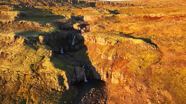 Aerial view of the &Ouml;xi mountain pass area in eastern Iceland
