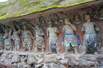Colorful sculpture at Dazu Rock Carvings, Dazu District of Chongqing, China