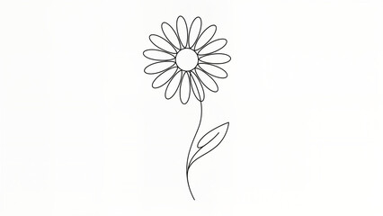 Minimal Flower Sketch Illustration with Delicate Line Art for Creative Design and Stock Photography