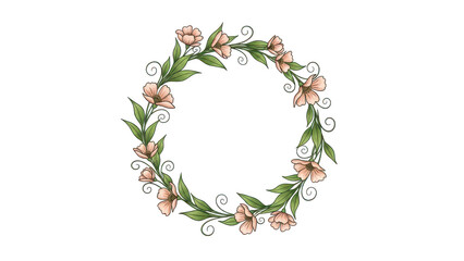 Naklejka premium Elegant floral wreath with pink roses and green leaves arranged in a circular shape for decoration or celebration isolated on transparent background