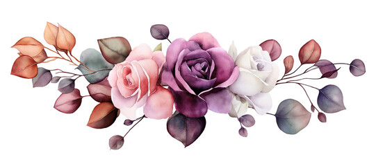 Watercolor Flowers on Transparent Background for Design Use