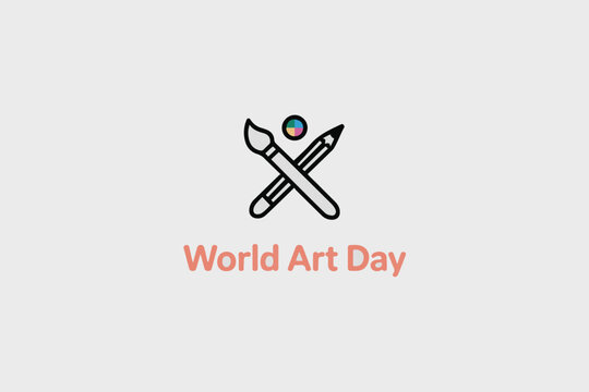 World art day banner with paintbrush and pencil icon creative expression and artistic talent - Powered by Adobe
