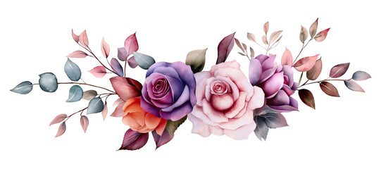 Watercolor Flowers on Transparent Background for Decoration