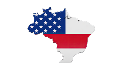 Brazil Map with USA Flag Design