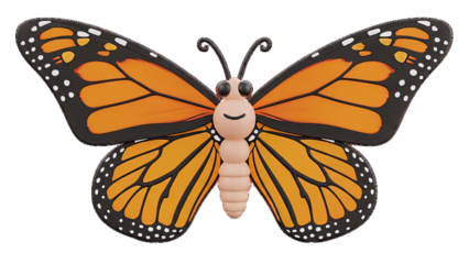 Cute 3D Monarch Butterfly Illustration